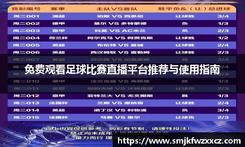 免费观看足球比赛直播平台推荐与使用指南
